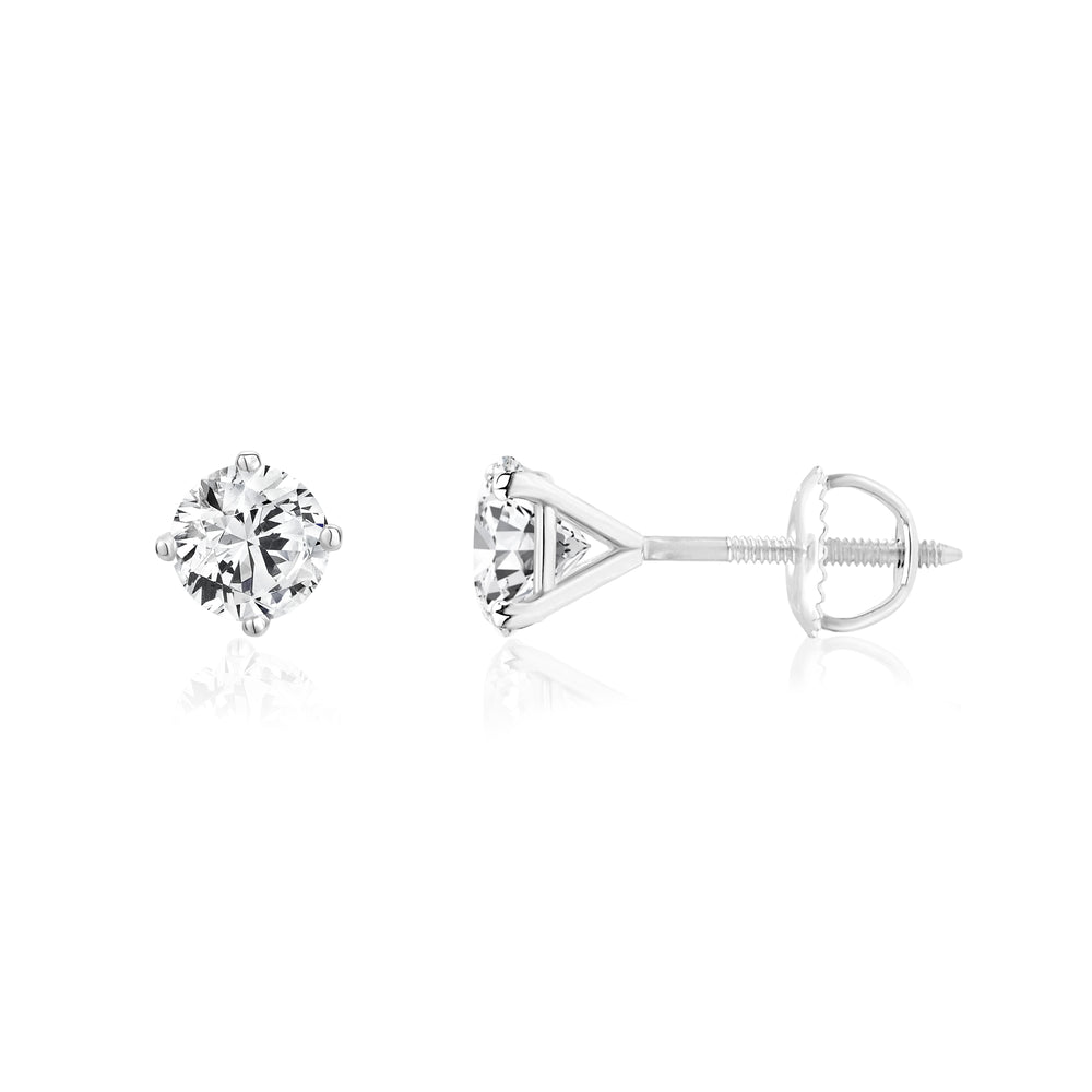 Lab-Grown Solitaire Round Diamond Stud Earrings