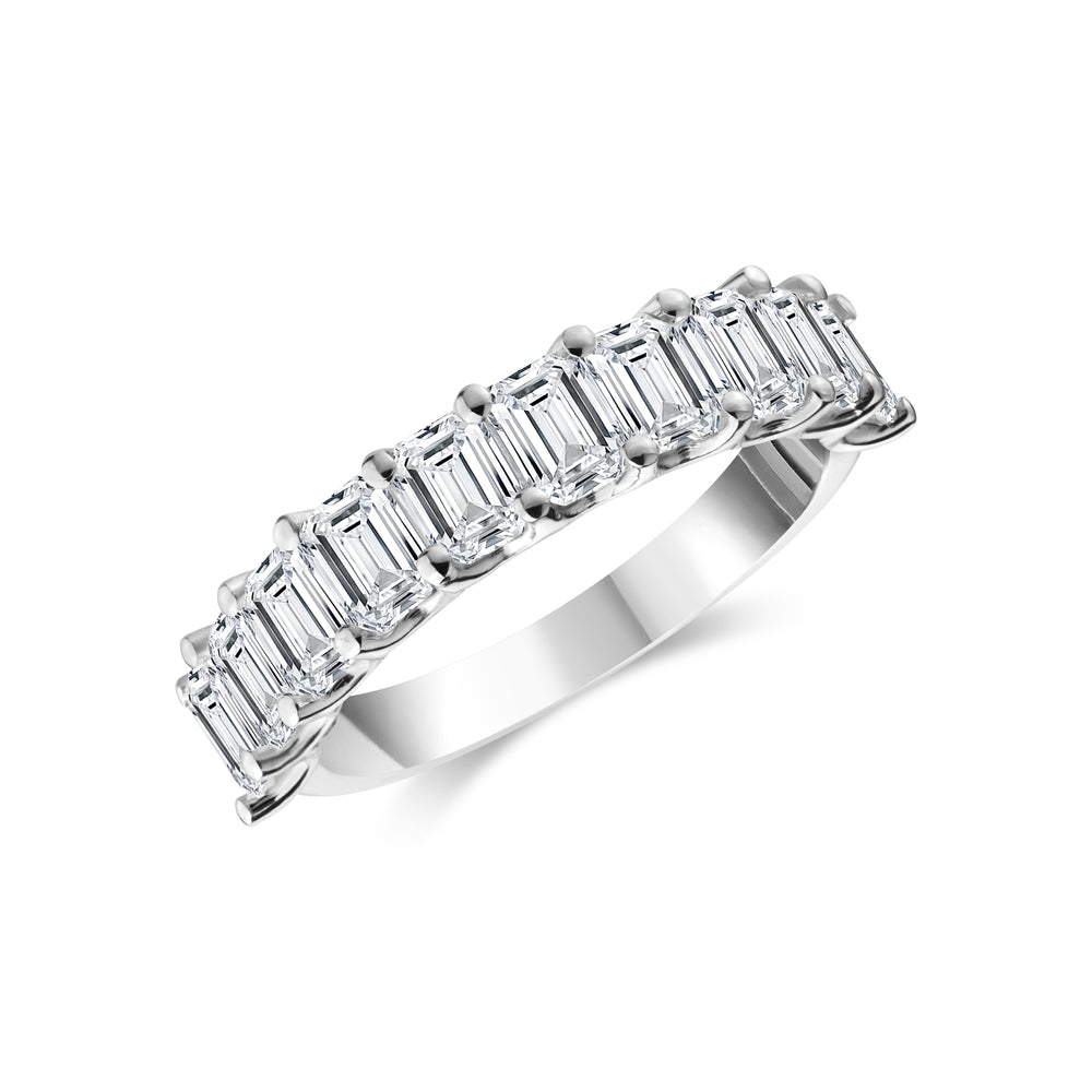 2.30ct Lab-Grown Emerald Diamond Half Eternity Ring